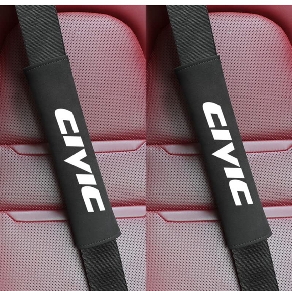 2 new Black and white Honda Civic seatbelt shoulder pads - Picture 3 of 4
